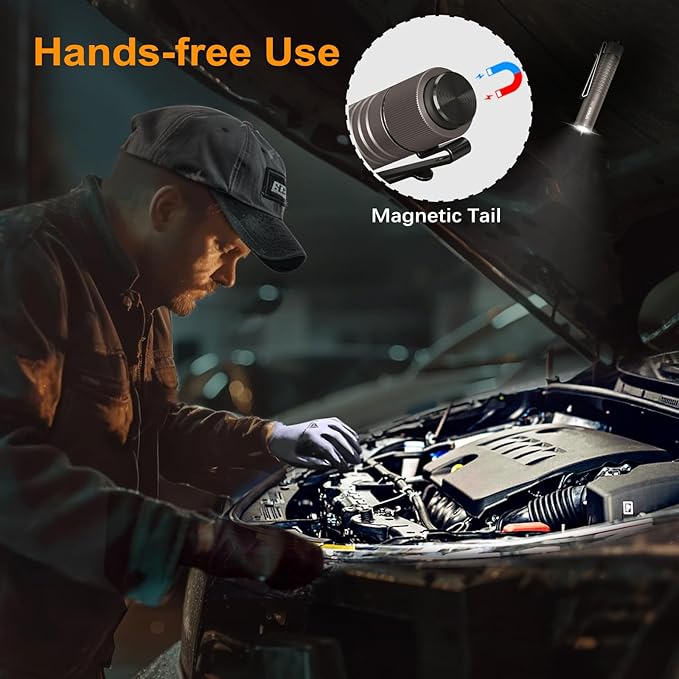 VTIGER T1A Mini Pocket EDC Flashlight with Clip,1300 Lumen Compact AA Rechargeable LED Little Flashlights, Super Bright Tail Switch Small Flash Light with Magnet for Camping,Hiking,Outdoor,Emergency