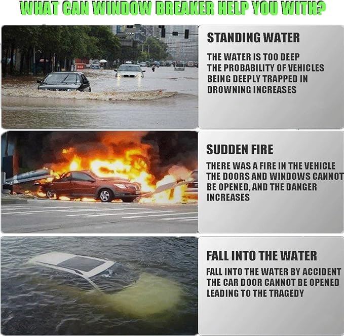 4Pcs Life Hammer Car Escape Tool and Seatbelt Cutter, Seat Belt Cutter and Glass Breaker, for Land and Underwater (4Pcs Black)