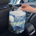 Oil Painting Starry Car Trash Bag, Hanging Car Organizer and Storage Bag, Trash Bin for Car Accessories, Vehicle, Travelling, Camping
