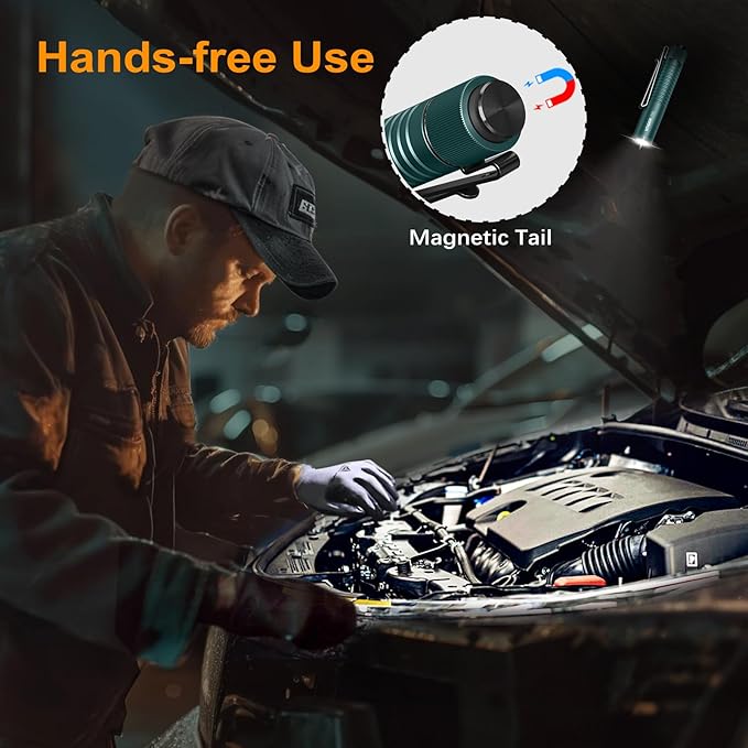 VTIGER T1A Mini Pocket EDC Flashlight with Clip,1300 Lumen Compact AA Rechargeable LED Little Flashlights, Super Bright Tail Switch Small Flash Light with Magnet for Camping,Hiking,Outdoor,Emergency