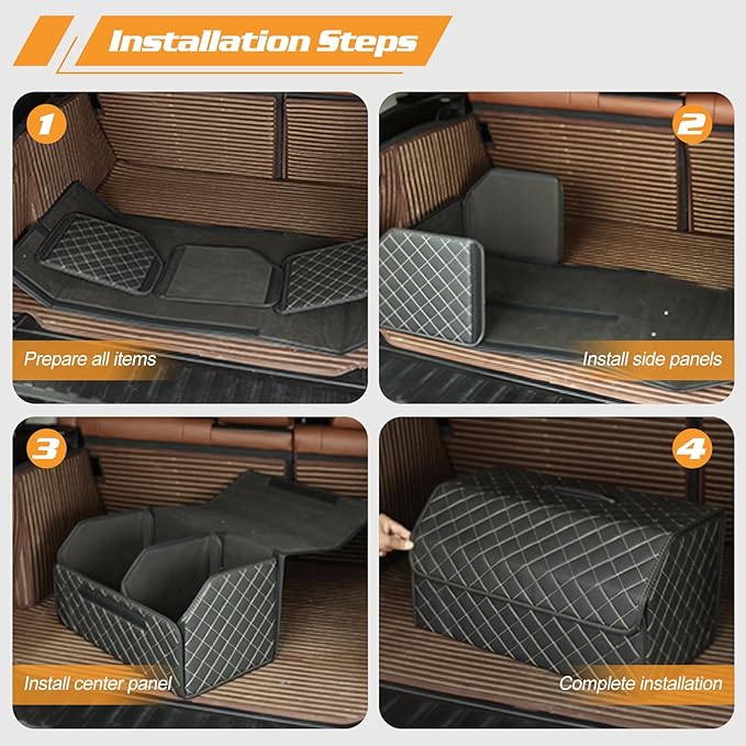 Ergocar Car Trunk Organizer Luxury Foldable Car Boot Tidy Storage Box Waterproof PU Car Boot Storage Organiser for Car/SUV/Truck/Auto (Brown-S)