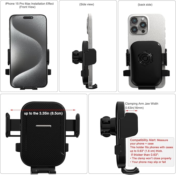 Adjustable Tesla Phone Mount Car Phone Holder for Model 3 and Model Y, No Glue Required,Center Console Display iPhone Holder, Touchscreen Phone Mount for Tesla Fits for All Phone(Black)