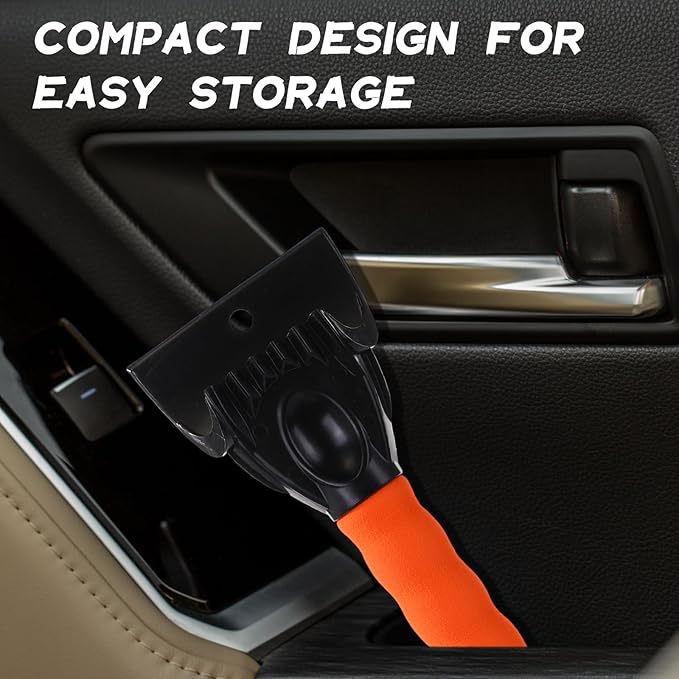 Lasnten 6 Pcs Car Ice Scraper 9.84 x 3.74 Inch Windshield Ice Scraper Winter Car Accessories to Remove Snow, Frost for Small Truck (Popular, Orange Black)