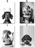 Funny Bathroom Dachshund Car Air Freshener 4Pcs, Weiner Dog Gifts for Women Men Air Freshener for Bathroom Car Interior Closet Drawer Books, Dachshund Doxie Gifts Car Mirror Decor Hanging