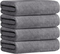 JML Microfiber Towels, Bath Towel Set 4 Pack, 27" x 55" - Super Absorbent, Fast Drying Bathroom Towel for Hair, Swimming, Fitness, Sport, Yoga -Grey