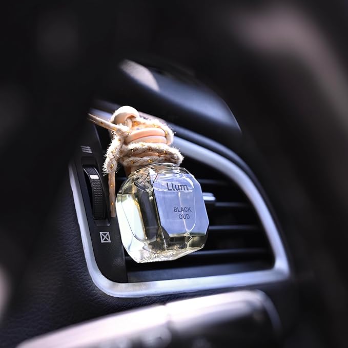 Black Oud Hanging Air Freshener for Car, Home | with AC Vent Clip |10ml, 0.34 fl.oz |Luxury, Organic, Toxin-Free, Alcohol-Free Perfume |Interior Accessory for fresh Aroma|Long Lasting Fragrance