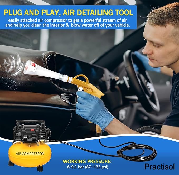 Air Blow Gun Car Detailing Interior Car Cleaning Gun High Pressure Washer Blow Out Tool Auto Detailing Air Gun Blower Duster Works with Air Compressor (Air Detailing Tool)