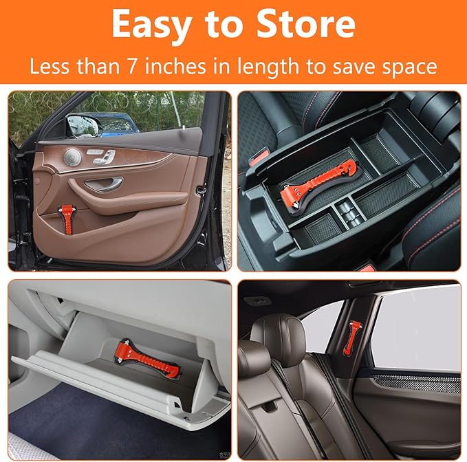 Car Window Breaker Hammer and Seat Belt Cutter 2-in-1, Emergency Escape Tool, Safety Glass Breaker, Automotive Safety Essentials and Accessories, 3 Packs