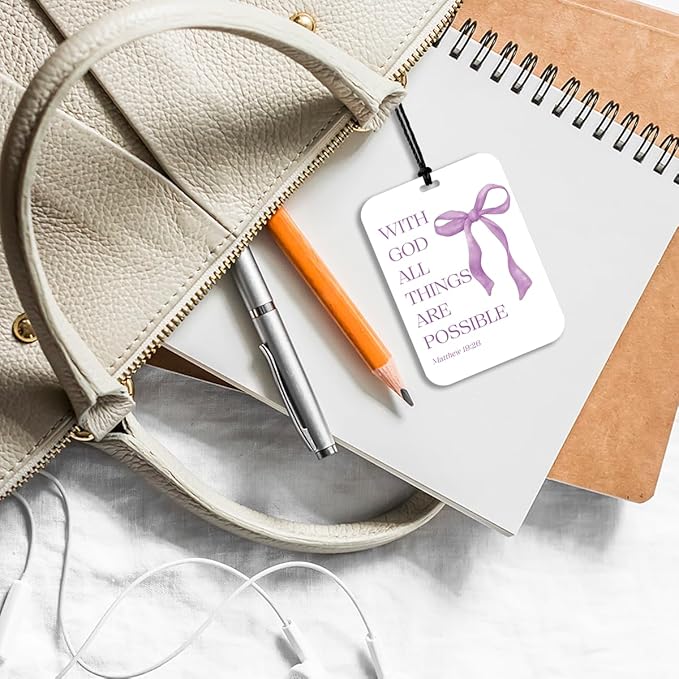 4Pcs Purple Bow Christian Car Air Freshener Hanging Girly Car Accessories Gifts for Women Teen Girl Cute Air Freshener for Interior Car Mirror Home Wardrobe Decor