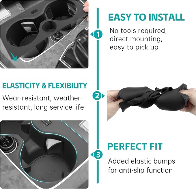 Cup Holder Organizer Compatible with BMW X5 G05 (2019-2023) / X6 G06 (2020-2023) / X7 G07 (2019-2023) Accessories, Noise-Free Water & Dust Proof Silicone Insert Console Drink Holder