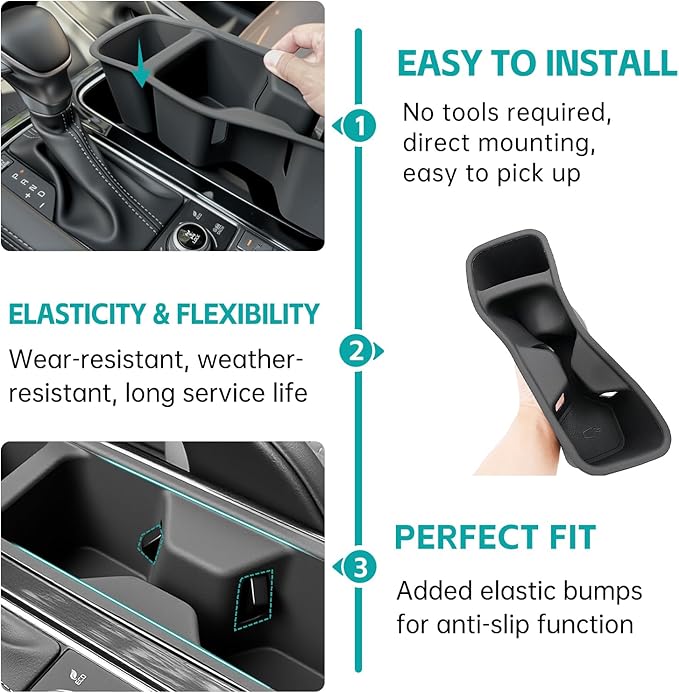 Cup Holder Organizer Compatible with 2020-2025 Kia Telluride LX S EX SX Accessories, Noise-Free Water & Dust Proof Silicone Insert Console Drink Holder for 20-25 Kia Telluride Accessories