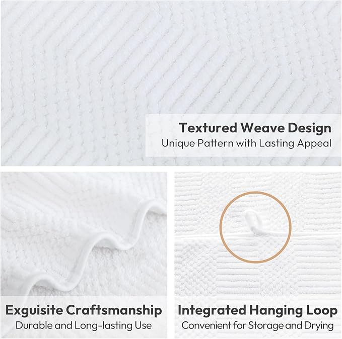 JML Bath Towels Set, Large Microfiber Body Towel for Adult, 2 Pack, 30" x 60", Oversized, Soft, Super Absorbent, Fast Drying, Use for Sport, Fitness, Yoga, Fleece Diamond Cross Grid White