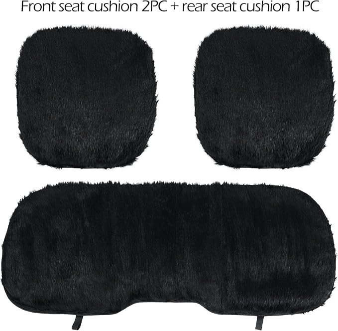 Winter Car Plush Seat Cushion, Thickened Warm Cushion, Universal Car Seat Cover, Front/Rear Row Single Piece Interior Seat Pad (2pcs Front Seat Cushions + 1pcs Rear Seat Cushion)