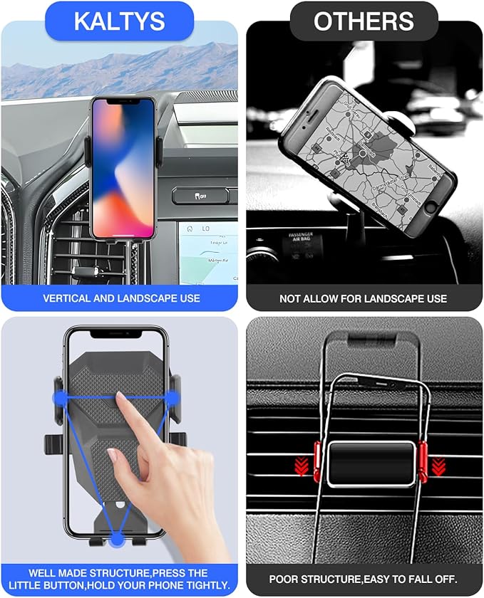 Karltys F150 Car Phone Holder for 2015-2020 Ford F-150 Accessories, Cell Phone Holder Air Vent Phone Mount for F-150, Never Blocking Hands Free Thick Case Friendly Holder for 4-7 Inch Phones