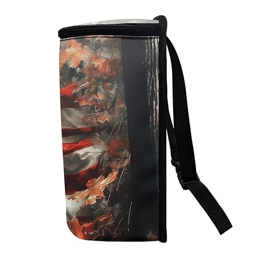 Camo Deer Car Trash Can with Lid Foldable American Flag Trash Bin for Car Interior Accessories Multipurpose Garbage Can Storage Organizer