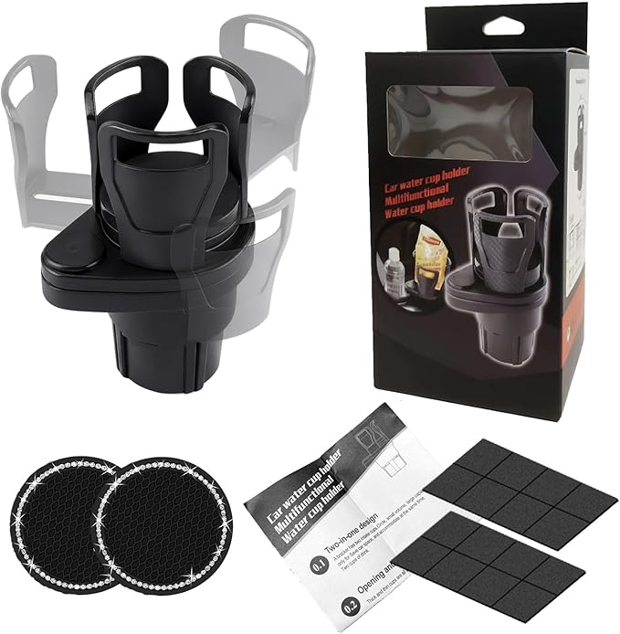 Car Cup Holder Expander, Cup Holder for Car Made of High Density Polymer with Piano Gloss Finish, Stable and Anti-Shake Design, Ideal for Commute, Road Trip