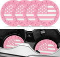 JUSTTOP Car Cup Holder Coaster,American Flag Non-Slip Insert Car Cup Coaster,Car Accessories Interior for Women and Man,4 Pack Pink