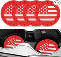 JUSTTOP Car Cup Holder Coaster,American Flag Non-Slip Insert Car Cup Coaster,Car Accessories Interior for Women and Man,4 Pack Red