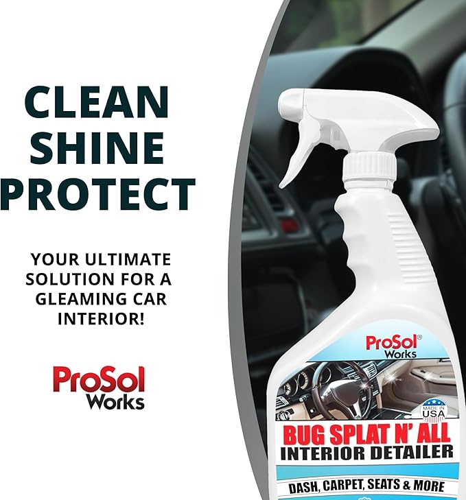 Bug Splat N' All Interior Detailer 32 fl oz - All Purpose Cleaner for Seat, Dash, Wood, Glass & More - Quick Detailer Spray Effective on Oil, Dirt, Grime & Debris - Safe on All Surfaces