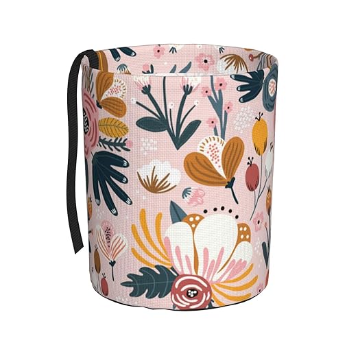 Car Trash Bag Abstract Pink Flowers Waterproof Trash Small Car Can Portable Collapsible Car Garbage Can Hanging for Back Seat Floor or Hanging Headrest Car Decor Road Trip Essentials