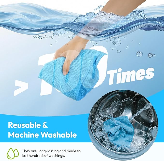 Microfiber Cleaning Cloth 12"X12" 12 Pack Colour Lint Free Microfiber Towels for Cars-Extra Thick, Streak-Free, Fast Absorbent - Reusable Multi-Purpose Housekeeping Rags for Cars