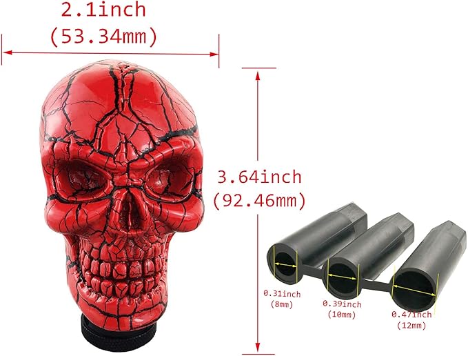 Abfer Shift Knob Automatic Gear Shifter Red Manual Stick Shift Handle Skull Shifter Knobs for Car Vehicles