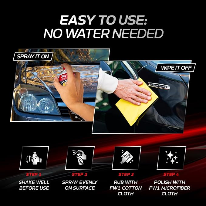 FW1 4 Pack, A High Performance Car Wax Polish | Easy To Use Scratch-Free Waterless Car Wash Spray & Detail Cleaning Polish (17.5oz) | Spray Wax for Cars, Trucks, Motorcycles RVs and boats.