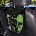 1.2 Gallons Car Trash Bag Hanging, Spider Webs Skeletons Car Garbage Bags, Adjustable Hanging for Tail of Console of Seats, Odor-Free with Zipper Leak-Proof Lid Design