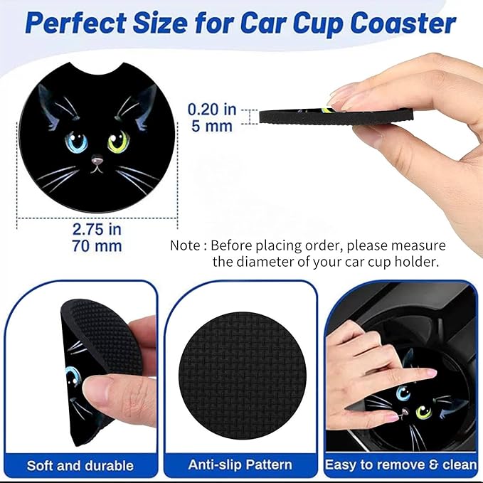 2 Pack Blue Rainbow Tree of Life Car Cup Holder Coasters 2.75" Universal Size Anti Slip Rubber Mat Gifts for Women Men Neoprene Auto Insert Cars Coasters Tree of Life Car Accessories Interior Decor