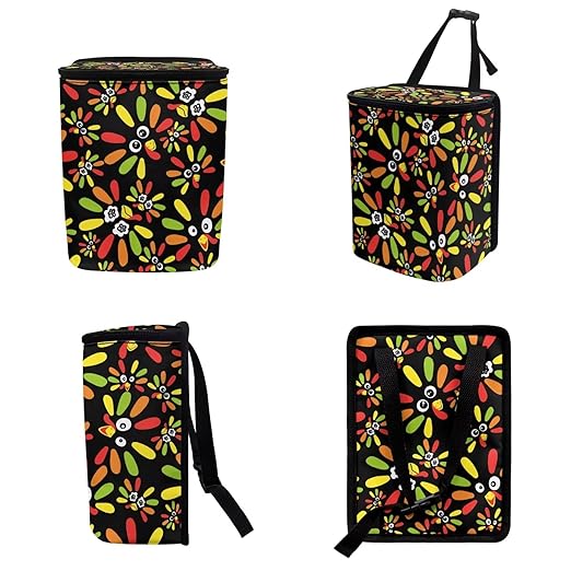 1.2 Gallons Trash Can for Car, Funny Turkey Car Trash Bag, with Zipper Leak-Proof Lid Design, Adjustable Hanging for Tail of Console/Back of Seats, Easy to Clean, Family Trips Essential