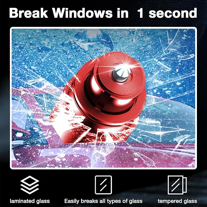 Car Window Breaker Tool, 2-in-1 Window Breaker Seatbelt Cutter, Emergency Glass Breaker and Auto Escape Tool，Car Accessories for Women