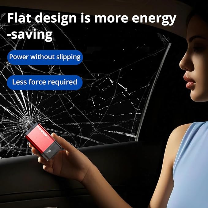 MightY Bear Car Window Breaker Seatbelt Cutter, 2-in-1 Car Emergency Tool, Underwater Glass Breaker for Traffic Accidents and Family Rescue - Red