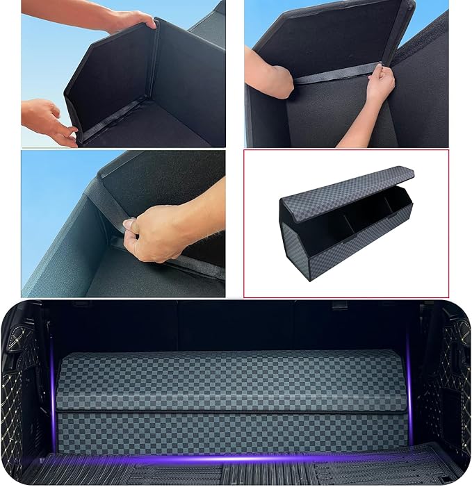 Car Trunk Organizer for CLA 250 2017-2019 - Custom Fit,Large Space Outdoor Trunk Organizer,Black and Gray Check,Adjustable Partition Design,for CLA 250 2017-2019