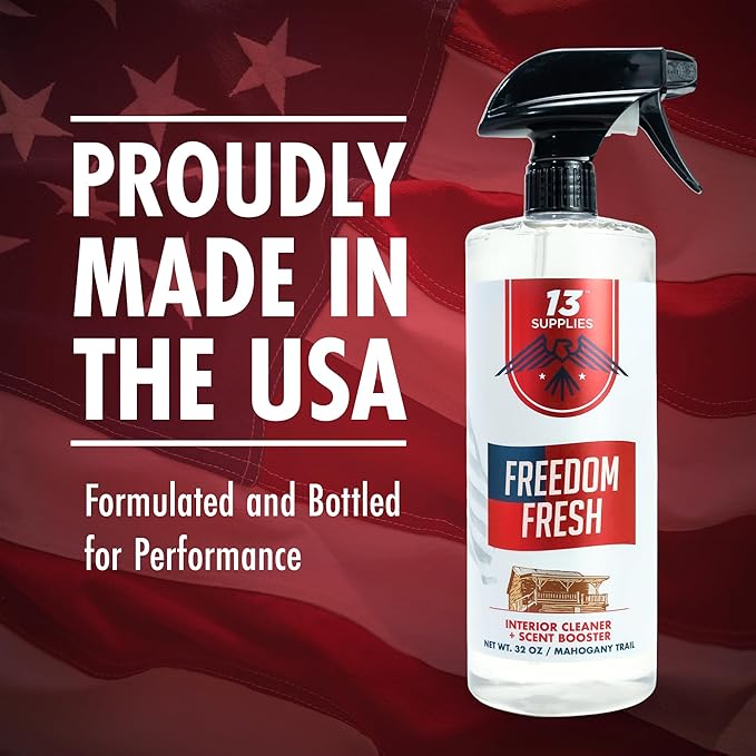 Premium Car Interior Cleaner Spray – Auto Cleaner for Headliner, Mat, Interior Vehicle Cleaning, Car Dashboard Cleaner Stain Remover, Restores Shine, Great Gift for Guys - Freedom Fresh Mahogany Trail