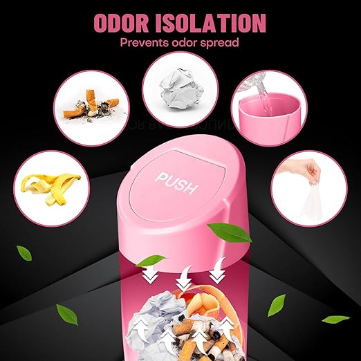 Car Trash Can Bin with Lid-2 Packs Car Garbage Can Cup Holder-Rose Red Mini Leakproof Vehicle Trash Garbage Can Bin with 40pcs Trash Bags-Car Organizers and Storage for Front Back Seat Accessories