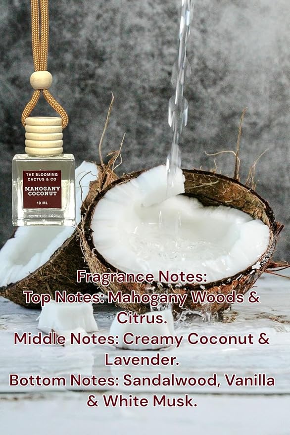 Automobile Diffuser, Long Lasting Car Air Freshener 2 Pack, Hanging Fresh Aroma Diffuser, Natural Essential Oil Fragrance for Removing Odors, Auto Interior Decor, Made in USA| MAHOGANY COCONUT - 10 ML
