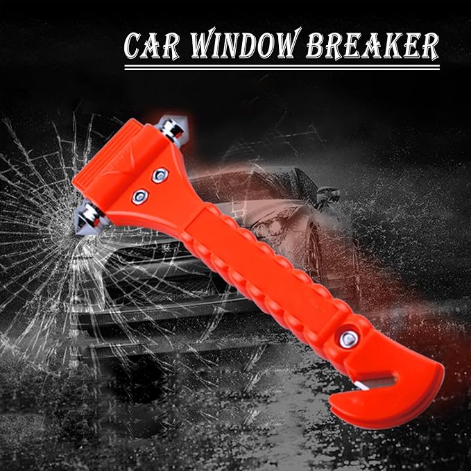 Car Window Breaker, Safety Hammer - Emergency Escape Tool, Window Breaker Seatbelt Cutter, Life Saving Survival Kit with Light Reflective Tape(2-Pack)