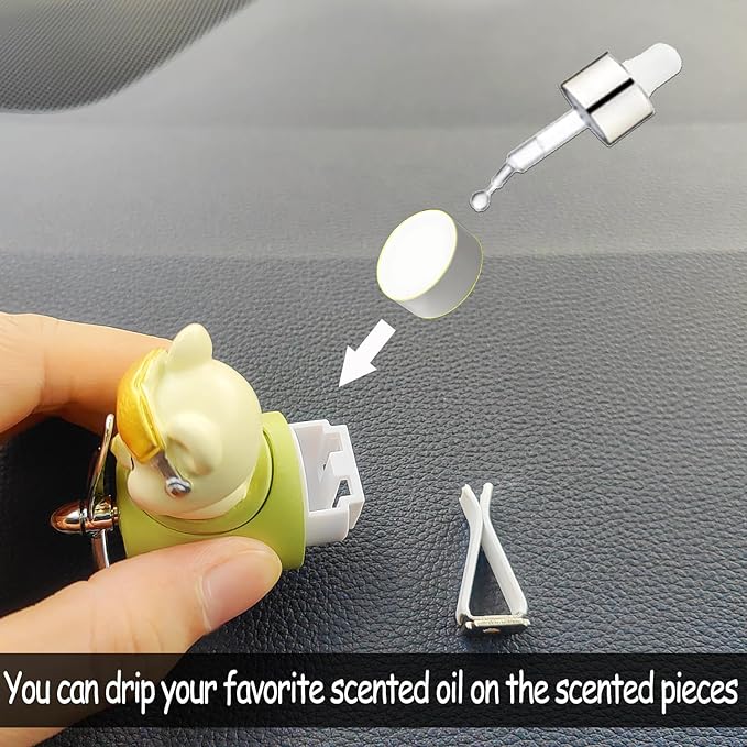 Cute Car Air Freshener for Women/Men, Pilot Car Vent Clips Creative Automotive Fragrance Air Diffuser, Outlet Flower Fan Automotive Decoration Interior Accessories (Pilot Bear)