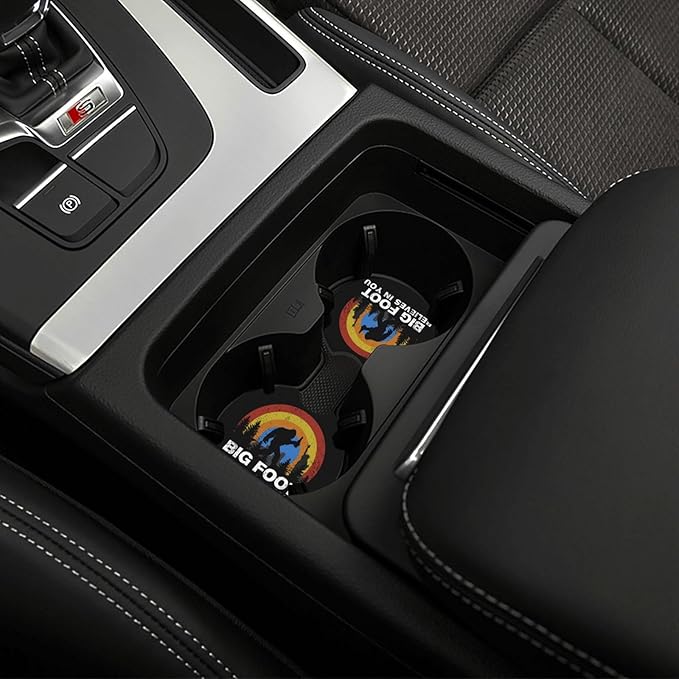 Bigfoot Believes in You Car Coasters for Cup Holders Pack of 2 Neoprene Cup Mat Pad Vehicle Interior Accessories for Men Women