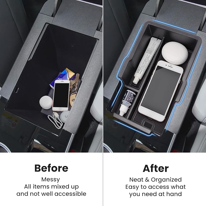 Center Console Organizer Armrest Tray Insert for Chevy Equinox 2025-2026, Accessories for 2026 Equinox Center Console Tray Storage Box, ABS Plastic, Black