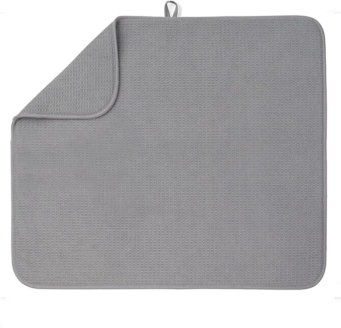 Bellemain XXL Dish Mat Microfiber Dish Drying Mat, Super absorbent (Grey, 16" x 18")