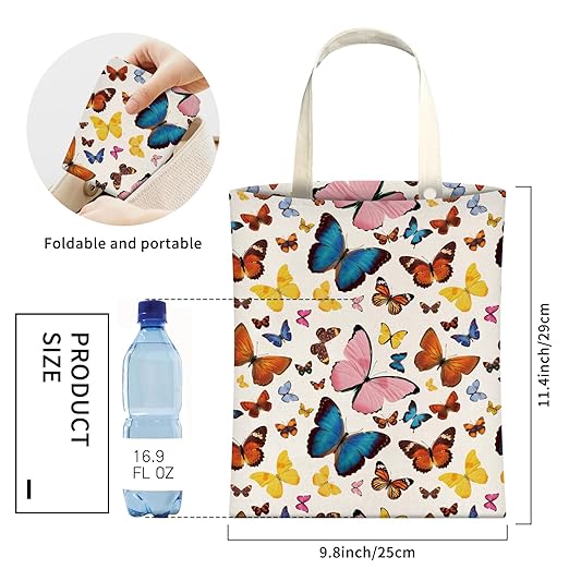 Cute Car Trash Can, Hanging Canvas Car Back Seat Organizer and Storage Bag, Funny Car Trash Bag For Travelling, Outdoor Cute Colorful Butterfly