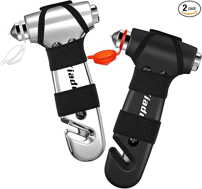 Car Window Breaker Tool, 3-in-1 Emergency Escape Tool with Window Breaker and Seat Belt Cutter, Safety Emergency Car Escape Tool for Car, Matte Black and Electroplating Silver