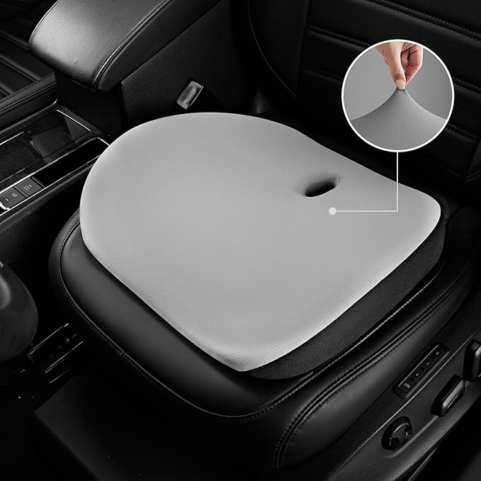 Road Comforts Premium Memory Foam Seat Cushion – Office Chair Cushion, Car Seat Cushion – Chair Cushions for Back & Sciatica Pain Relief – Seat Cushions for Office & Desk (Gray)