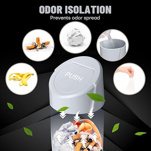 Car Trash Can Bin with Lid - 2 Packs Car Garbage Can Cup Holder - Grey Mini Leakproof Vehicle Garbage Bin with 40pcs Trash Bags-Automotive Organizers and Storage for Front Back Seat Accessories