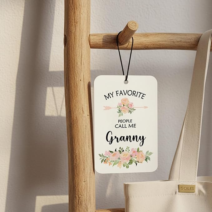 Granny Grandma Gifts Car Air Freshener Hanging 3 Pack, My Favorite People Call Me Car Accessories Gifts for Grandma Christmas Women,Rustic Floral Scent Card Lavender for Closet Bathroom Decor