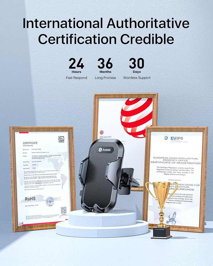 andobil 2026 Upgraded Car Phone Holder Mount for Vent, Military Sturdy Metal Clip Air Vent Phone Holder for Your Car Easy Used Cell Phone Car Mount for iPhone 17 Pro Max 15 14 13 Samsung S25 S24