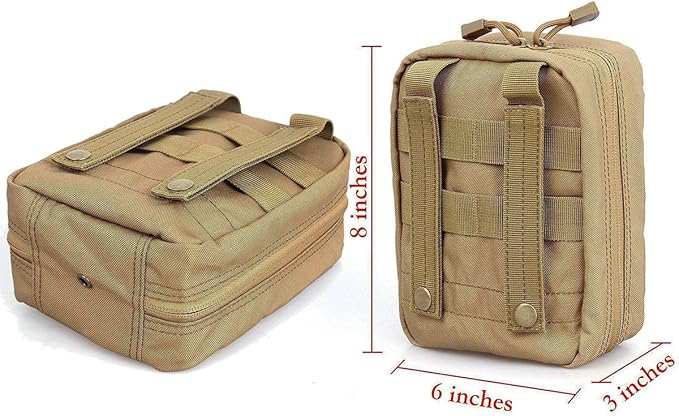 Carlebben EMT Pouch MOLLE Ifak Pouch Tactical MOLLE Medical First Aid Kit Utility Pouch (With Medical Supplies Tan)