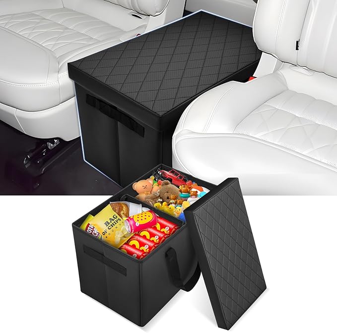 Autorder Car Seat Organizer for 2020-2025 2026 Ford Explorer Accessories Portable Backseat Organizer with Lid Handles Multipurpose Car Floor Storage for Kids Toys Baby Products Daily Necessities