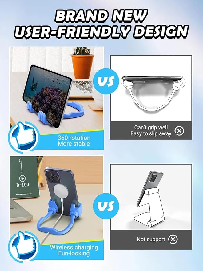 Stocking Stuffers for Teens Boys Men: Cell Phone Stand Flexible Thumbs Up Lazy Cellphone Holder for Desk Hand Funny Christmas Ideas Gifts for Women Adults Husband Him Kids Dad Cool Stuff Gadgets